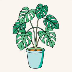 philodendron plant vector design with white background