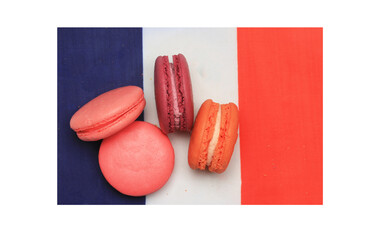 french traditional macarons on french flag