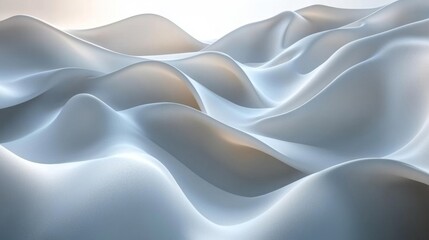 Obraz premium Abstract white waves with smooth curves and gradients on isolated white background. Generative AI