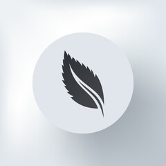 Obraz premium Black and white leaf icon in minimalist style on a light background.