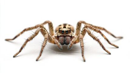 Intricate Close-Up of a Wolf Spider on Its Web
