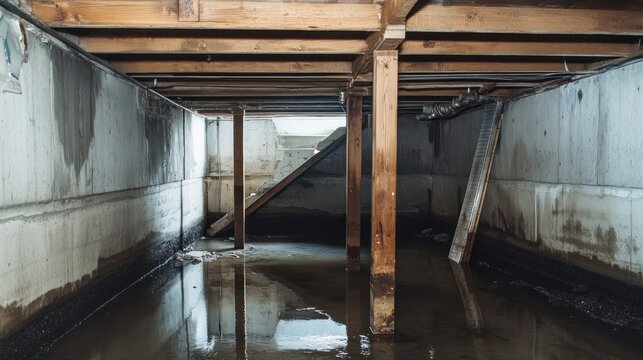 Flooded Basement: A Damaged House Structure