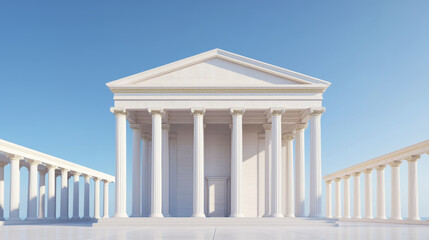 Obraz premium grand minimalist building with classical columns and clear blue sky