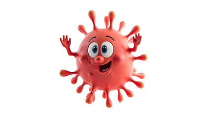 3D cartoon character of a germ virus  isolated on transparent background