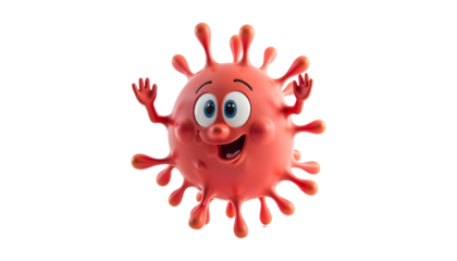 3D cartoon character of a germ virus  isolated on transparent background