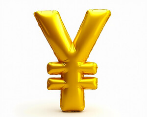 Obraz premium A large, shiny golden yen symbol stands out against a neutral background. This decorative item adds a festive touch to financial-themed celebrations and events, appealing to various audiences.