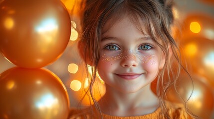 Balloons and confetti float as children celebrate their birthday, embodying the pleasure and delight of youthful gatherings