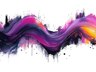 one rainbow brush strokes isolated on a white background, one curve shape, with an oil paint texture, in a flat lay composition