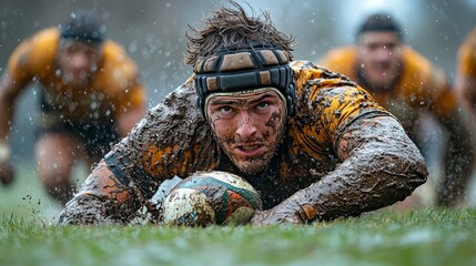 In slow motion, a tackle unfolds with dirt dispersing as players meet force-on-force