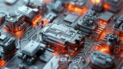 Close-up video of a backlit chip, useful for technology and science presentations, background for tech blogs.
