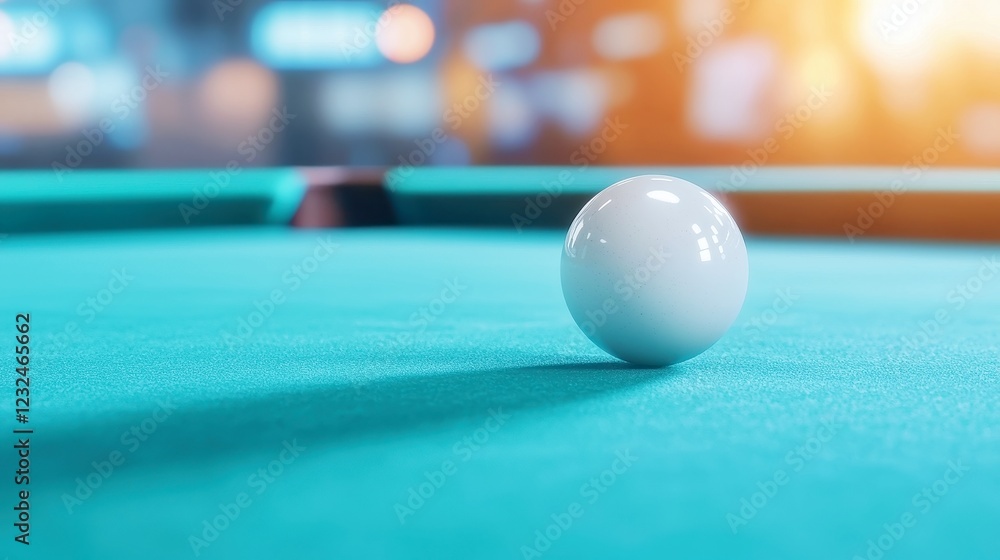 Poster ai billiards assistant executing a flawless trick shot, precisely calculating angles, showcasing adv