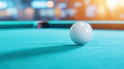 AI billiards assistant executing a flawless trick shot, precisely calculating angles, showcasing advanced technology and skill in a dynamic gaming environment.