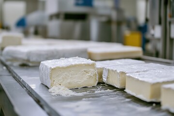 Waste management practices in cheese production highlighting recycling of whey and packaging materials in a production facility © Dream maker