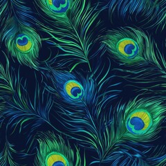 Peacock feather pattern on dark background