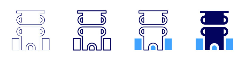 Low foldind mat icon in 4 different styles. Thin Line, Line, Bold, and Bold Line. Duotone style. Editable stroke