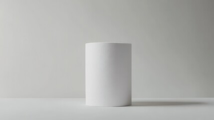 Minimalistic White Cylinder on Plain Background