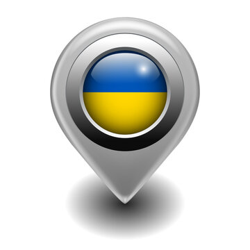 recommend clip art: Vector Map Pin Location Icon with Ukranian Flag on 3D Metallic Map Marker