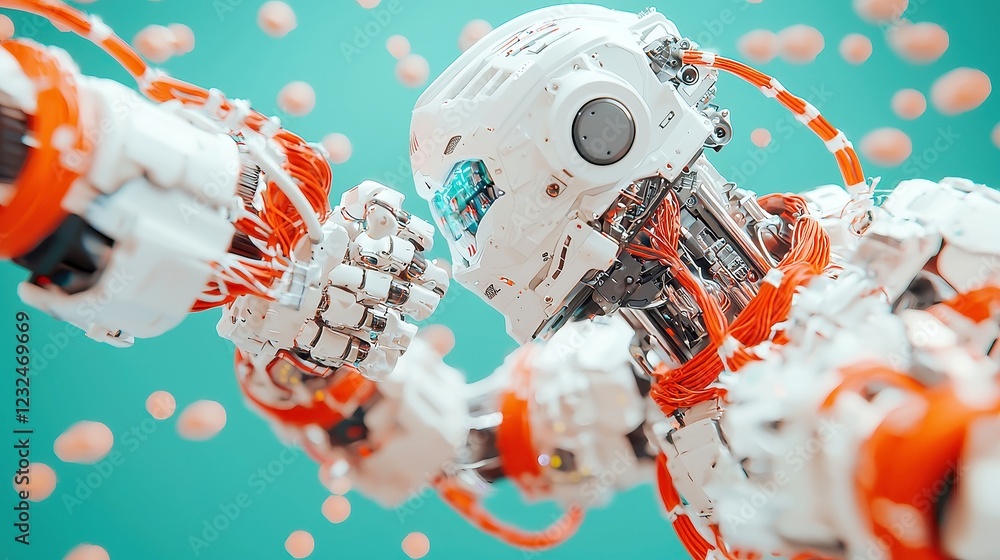 Poster cybernetic tug-of-war, a dynamic competition where robotic teams engage in strategic battles of grip