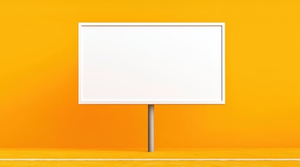 Blank Advertising Billboard on Bright Yellow Wall for Promotion