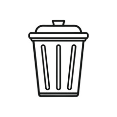 Open Trash Can with Simple Lines – Minimalist Vector Illustration