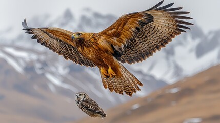 A slow-motion shot of an eagle flying with poise