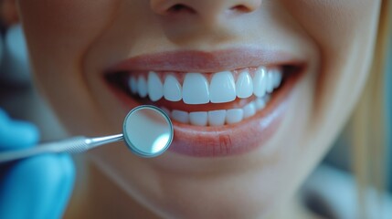 Smiling patient receives dental check-up in a bright office