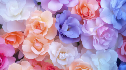 Obraz premium Vibrant roses in various colors create romantic and cheerful atmosphere. Perfect for floral arrangements and decorations