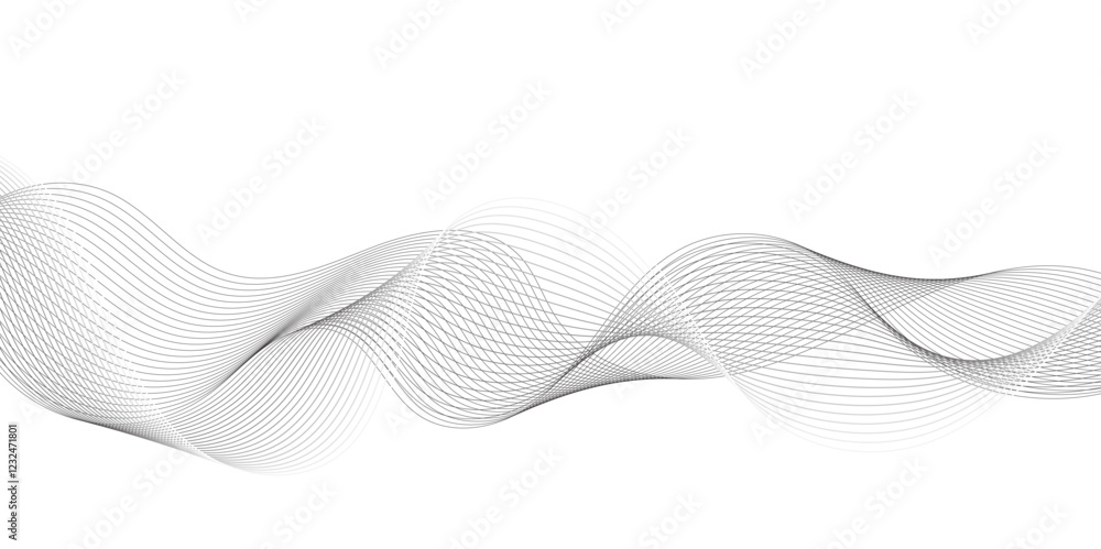 Leinwandbilder Abstract grey, white smooth element swoosh speed wave modern stream background. Wave with lines created using blend tool. Abstract frequency sound wave lines and twisted curve lines background.	
