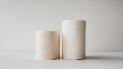 Minimalist Paper Rolls on Neutral Background