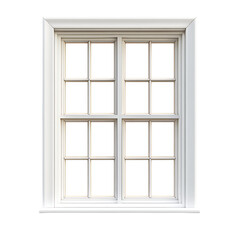 PNG White Double-Hung Window Against Transparent Background for Architectural Mockups, Home Improvement Branding, or Interior Design Concepts