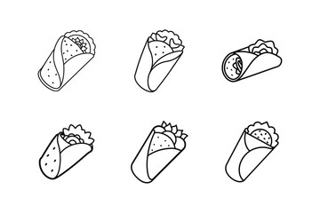 burritos icon line art vector illustration