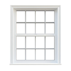 PNG White Double-Hung Window Against Transparent Background for Architectural Mockups, Home Improvement Branding, or Interior Design Concepts