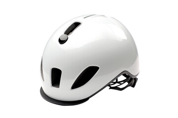 Fototapeta premium A stylish urban bicycle helmet in a glossy white finish, featuring a minimalist design with a removable inner lining for easy cleaning and adjustable sizing for a snug fit