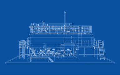 Industrial tank with valves. Vector rendered of 3d