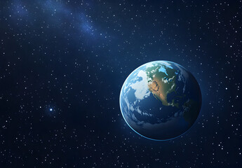 Fototapeta premium Earth floating in space surrounded by stars and galaxies during nighttime view