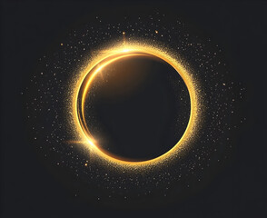 Obraz premium Golden cosmic eclipse surrounded by sparkling stars in a dark sky at twilight