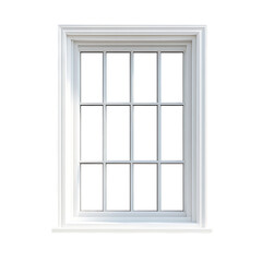 Obraz premium PNG White Double-Hung Window Against Transparent Background for Architectural Mockups, Home Improvement Branding, or Interior Design Concepts