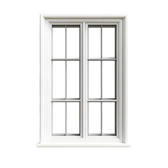 Obraz premium PNG White Double-Hung Window Against Transparent Background for Architectural Mockups, Home Improvement Branding, or Interior Design Concepts