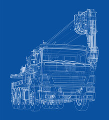 Car crane. Vector rendering of 3d