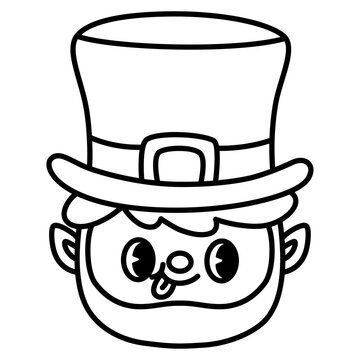 recommend clip art: cute kawaii Groovy Retro Leprechaun face outline cartoon doodle illustration