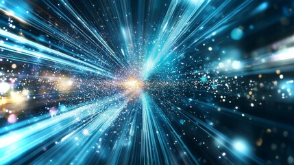 Naklejka premium Vibrant cosmic journey through swirling lights and particles in stunning detail