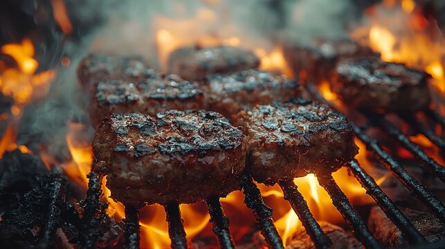 A slow-motion video captures aromatic spices swirling over a rotating mechoui lamb, with vibrant paprika and cumin adding mesmerizing designs, and the golden spit glimmers in the warm light
