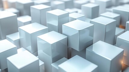 Futuristic White Geometric Cubes Background. Generative AI