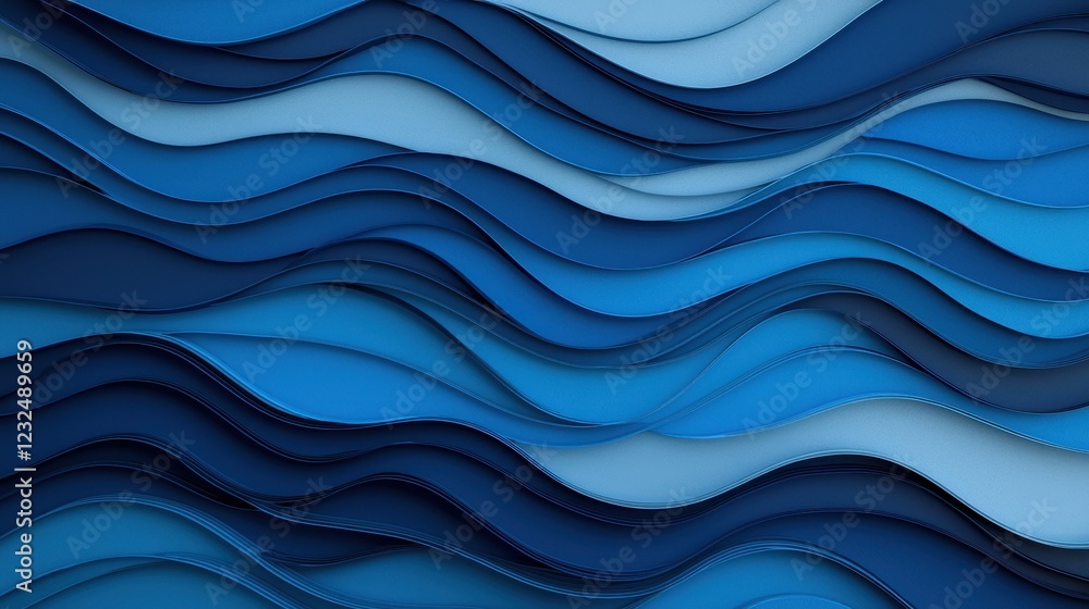 Aufkleber abstract blue waves pattern with smooth curves and textures design
