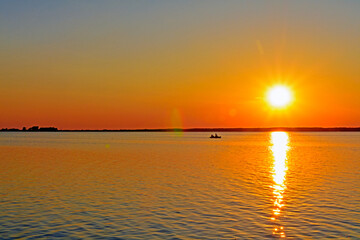 sunset over Lake Steinhuder Meer, Germany