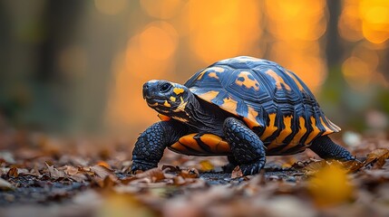 Obraz premium Slowly moving, the majestic tortoise represents wisdom and patience
