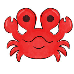 Red cute crab doodle hand drawn sea animals illustration design kids png transparent seafood beach sand summer clipart sticker