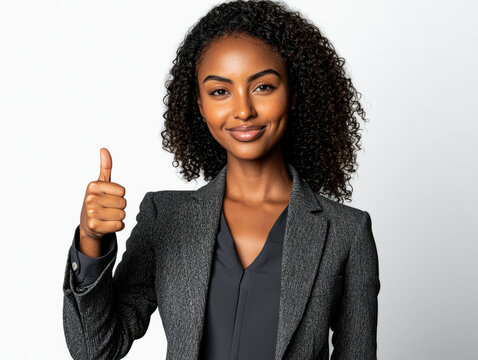 confident woman executive giving thumbs up, showcasing positivity and professionalism