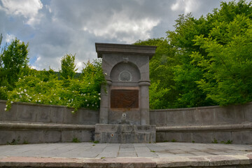 Pushkin memorial at Pushkin Pass on Bazum mountains (Gargar, Lori province, Armenia) 