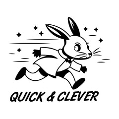 A glyph sticker of clever rabbit with typography 
